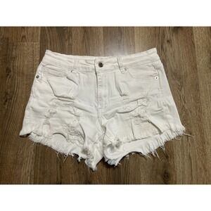 Hammer Jeans Shorts, Youth Girls Size Large, White Ripped, Cut-Off